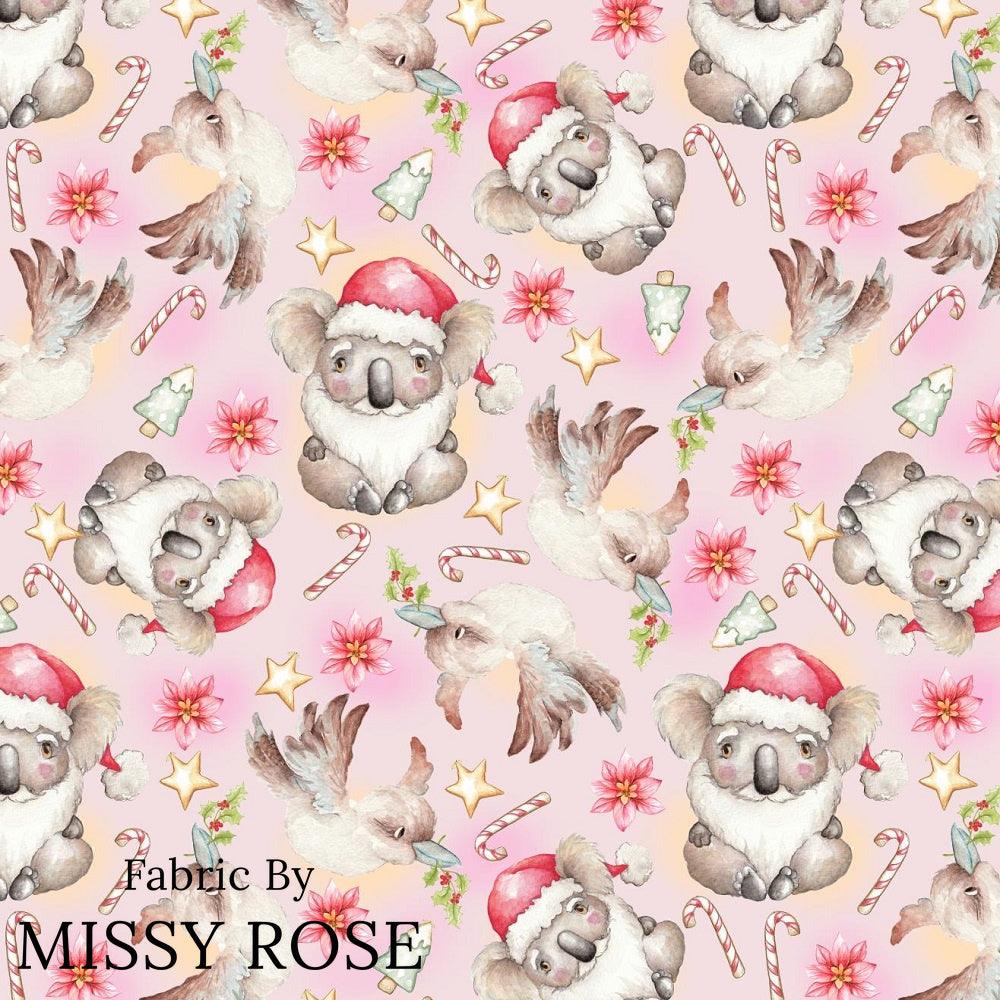 Christmas Design 41 Pink Koala Fabric – custom printed pre-order fabric Australia | Fabric by Missy Rose