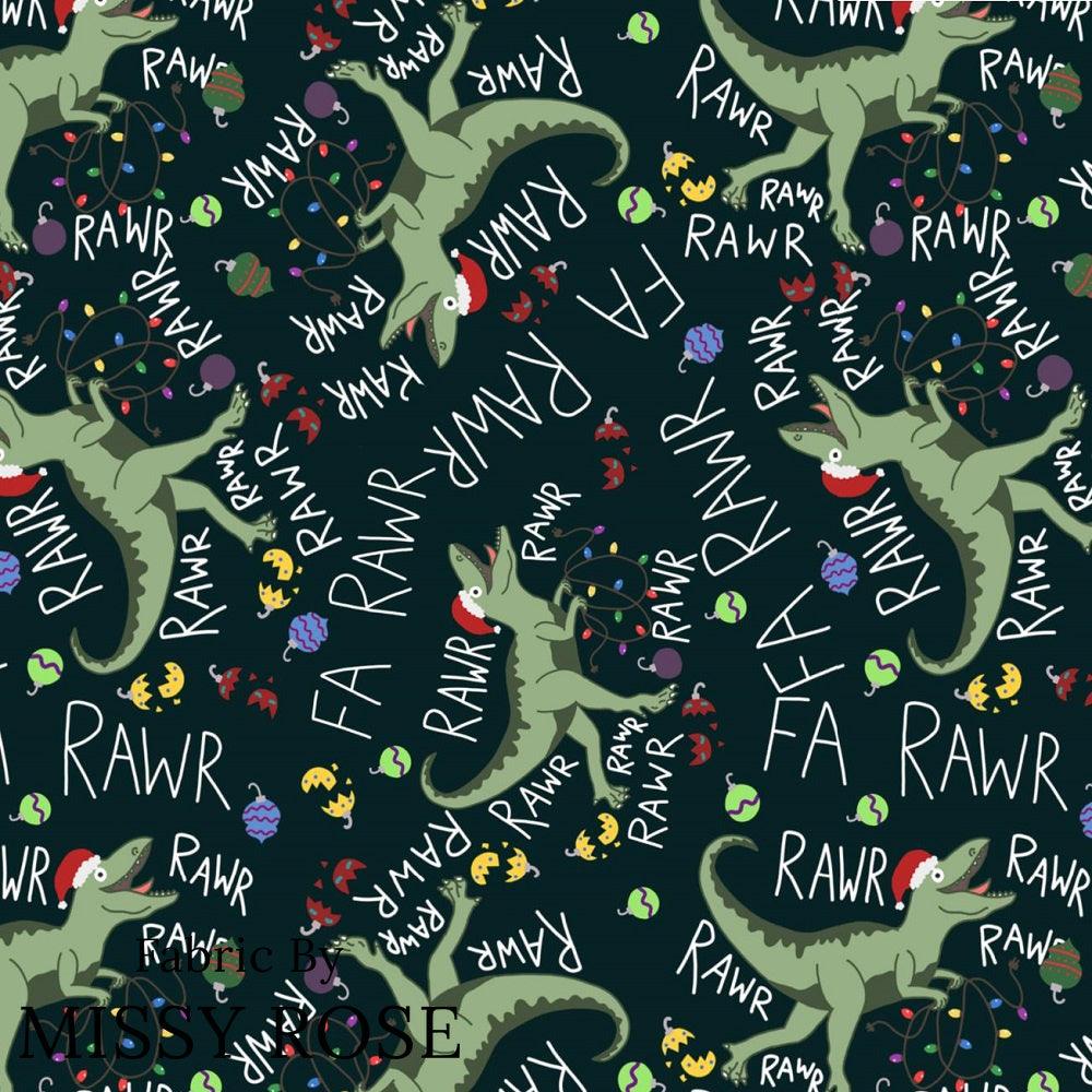 Christmas Design 42 Dinosaur Fabric – made-to-order custom fabric by the metre | Fabric by Missy Rose