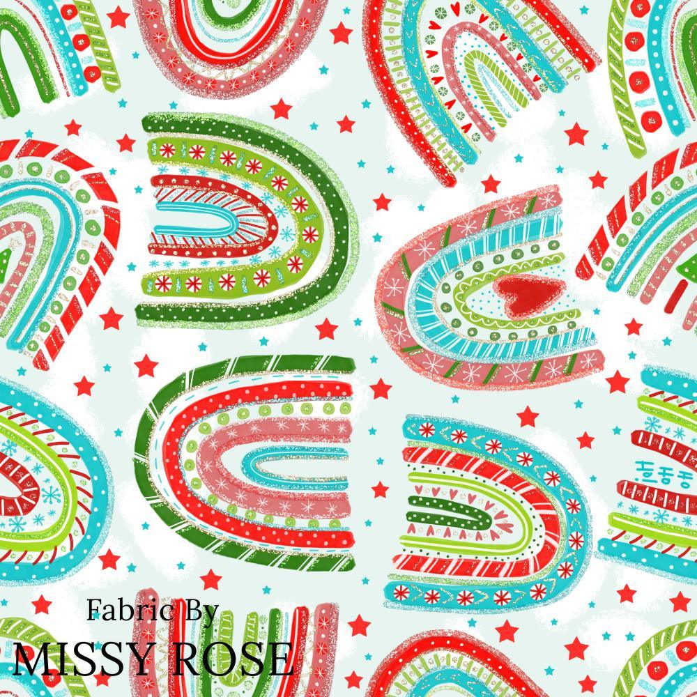 Christmas Design 5 Rainbow Fabric – custom printed pre-order fabric Australia | Fabric by Missy Rose