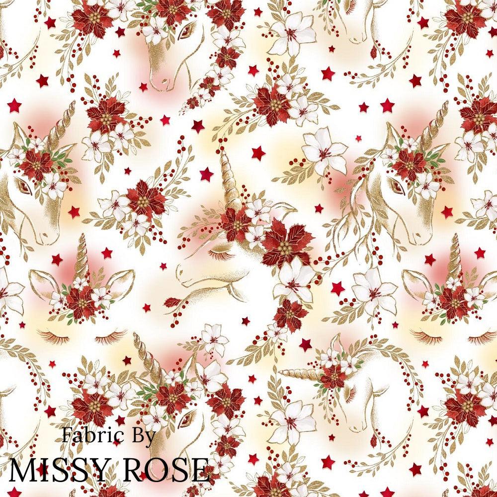 Christmas Design 51 Unicorn Fabric – custom printed pre-order fabric Australia | Fabric by Missy Rose