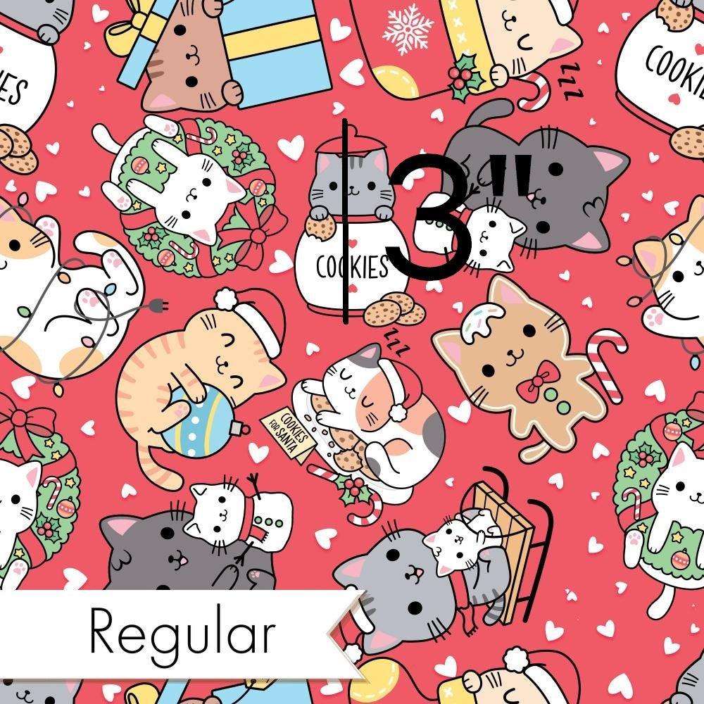 Christmas Design 60 Pink Cats Fabric – Australian custom printed fabric pre-order | Fabric by Missy Rose