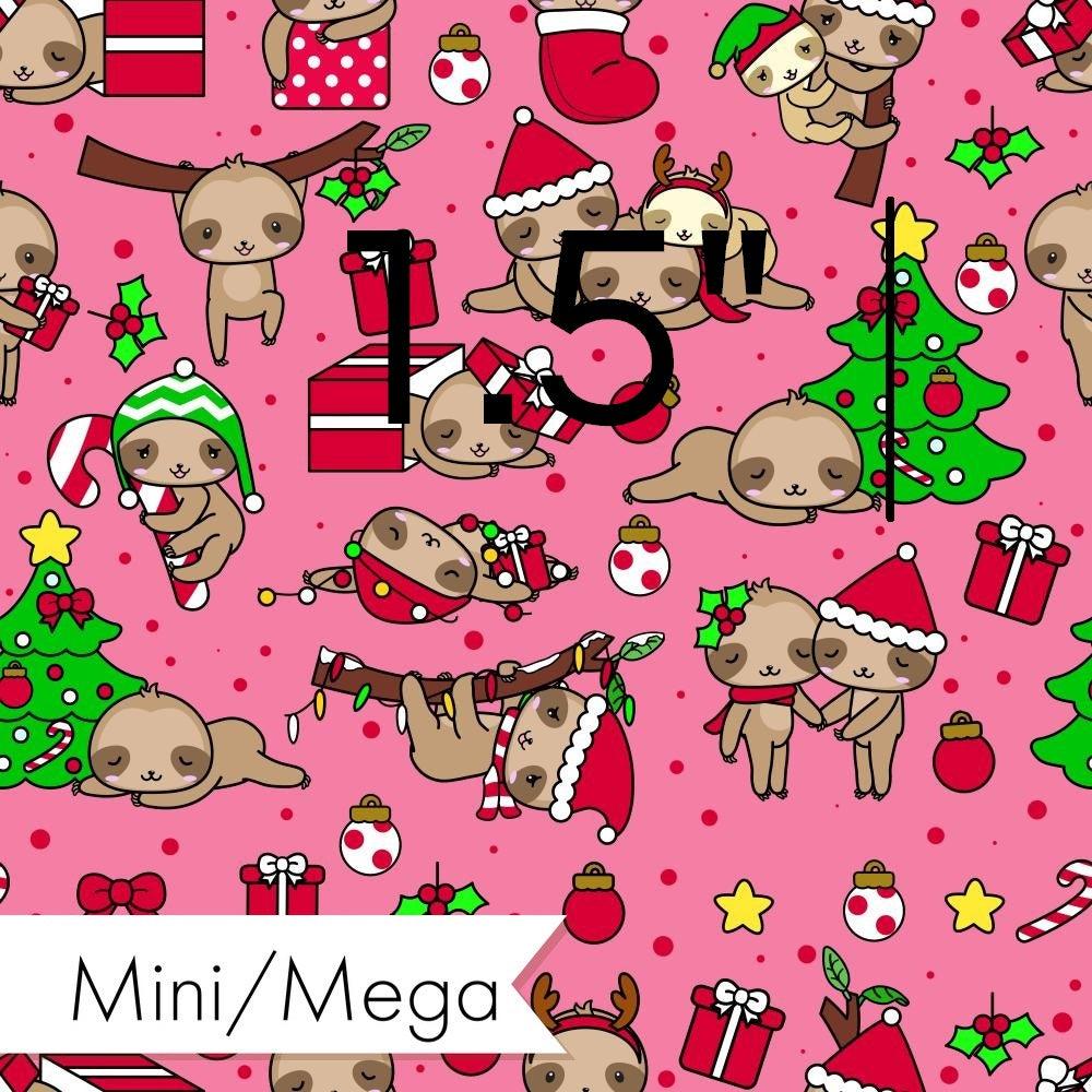 Christmas Design 62 Pink Sloth Fabric – Australian custom printed fabric pre-order | Fabric by Missy Rose