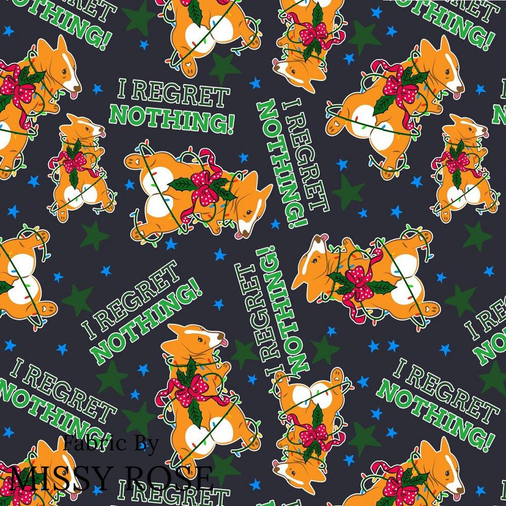 Christmas Design 64 Naughty Corgi Fabric – custom printed pre-order fabric Australia | Fabric by Missy Rose