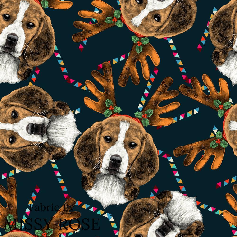 Christmas Design 69 Reindeer Dog Fabric – custom printed pre-order fabric Australia | Fabric by Missy Rose