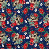 Christmas - Design 75 - Navy Owl Fabric