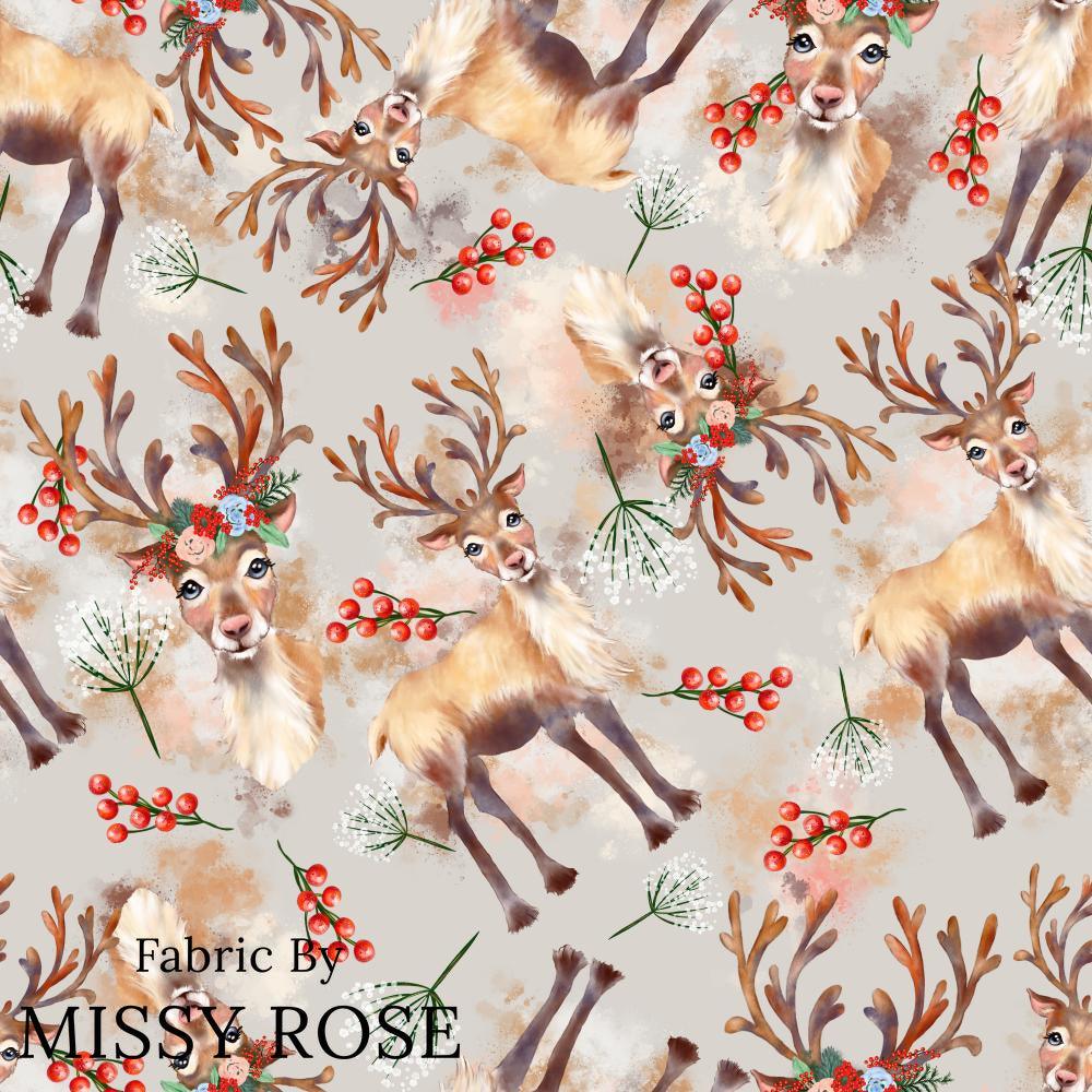 Christmas Design 76 Grey Reindeer Fabric – made-to-order custom fabric by the metre | Fabric by Missy Rose