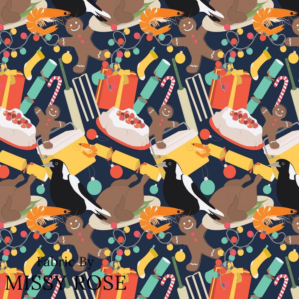 Christmas Design 8 Feast Fabric – custom printed pre-order fabric Australia | Fabric by Missy Rose