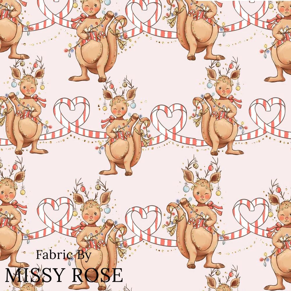 Christmas Design 82 Cute Kangaroo Fabric – Australian custom printed fabric pre-order | Fabric by Missy Rose