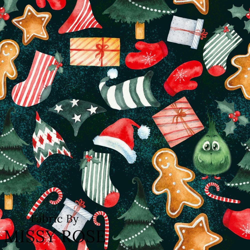 Christmas Design 83 Nice List Fabric – premium custom printed fabric for sewing | Fabric by Missy Rose