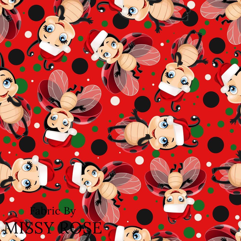 Christmas Design 85 Ladybug Fabric – custom printed pre-order fabric Australia | Fabric by Missy Rose