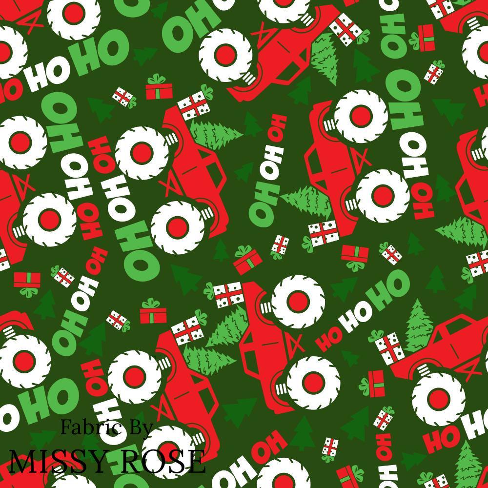 Christmas Design 92 Monster Truck Fabric – Australian custom printed fabric pre-order | Fabric by Missy Rose