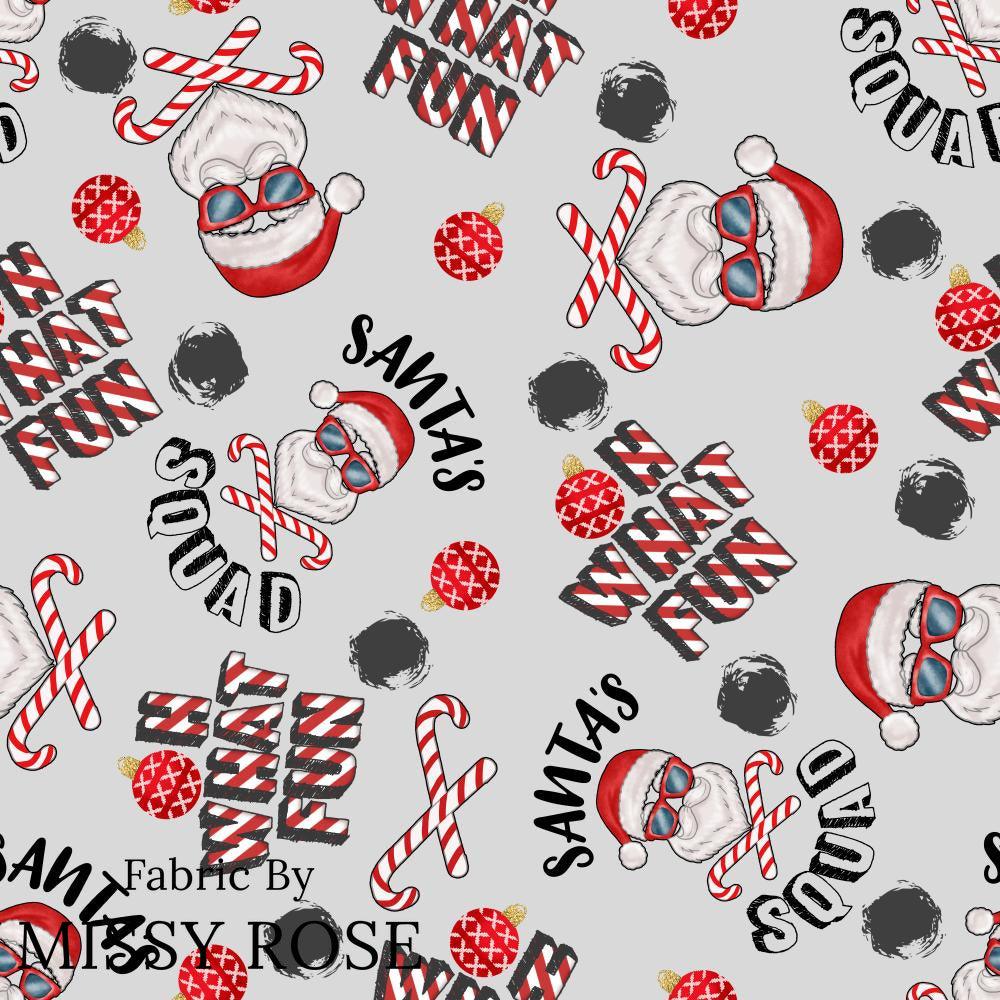 Christmas Design 96 Santa Squad Fabric – made-to-order custom fabric by the metre | Fabric by Missy Rose