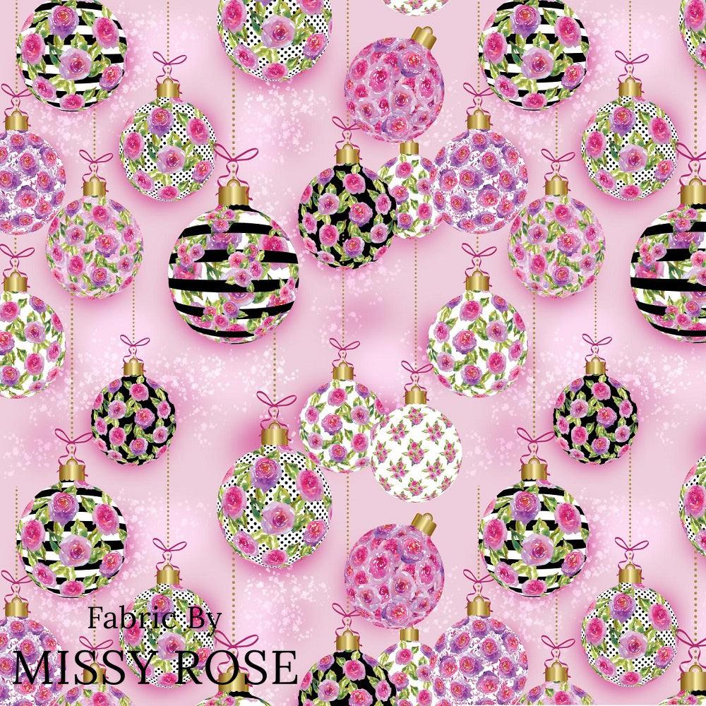 Christmas Design 99 Pink Ornaments Fabric – custom printed pre-order fabric Australia | Fabric by Missy Rose