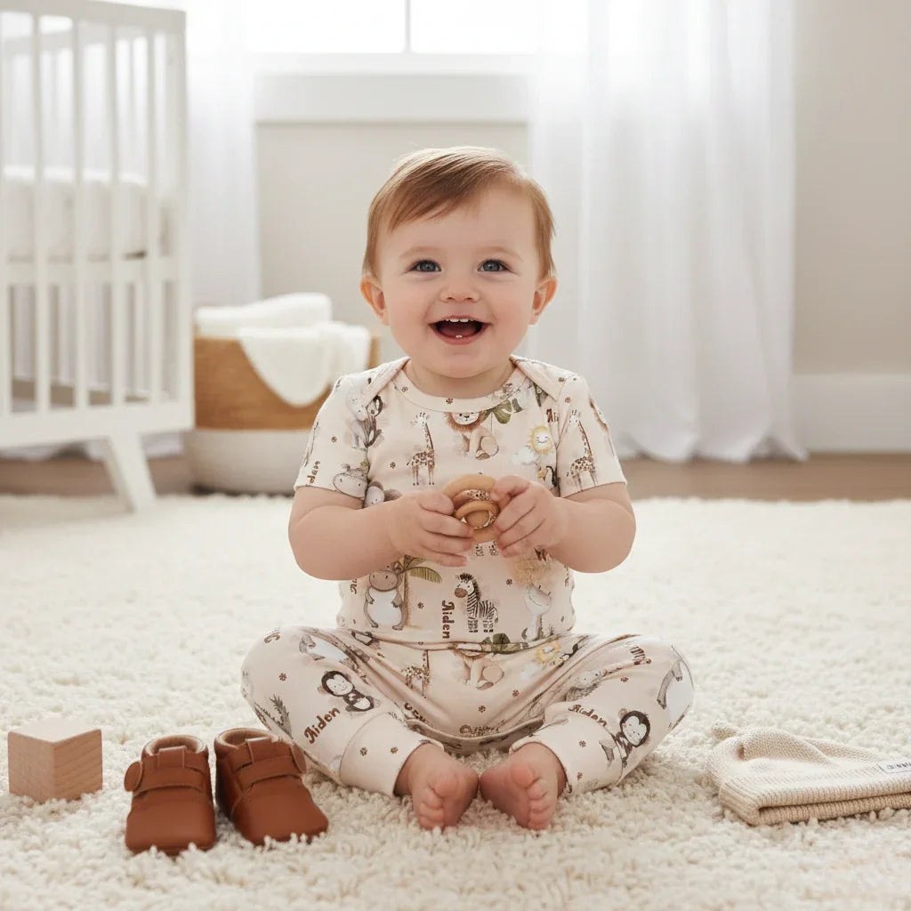 Customisable name fabric where you can change the name to your own text. Personalised fabric printing in Australia by Missy Rose, available on 35+ bases including cotton and minky