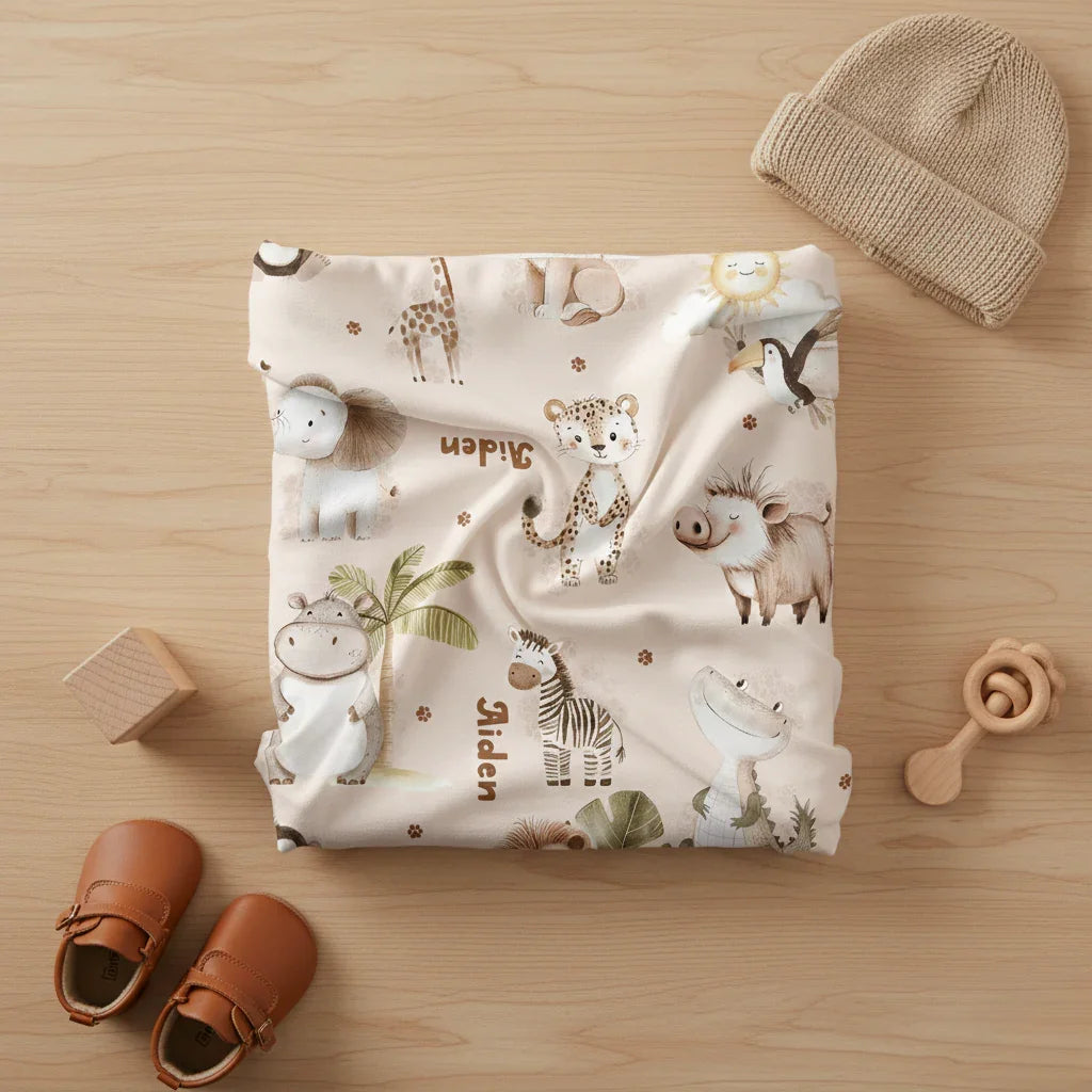 Customisable Name Fabric Safari – pre-order designer fabric Australia | Fabric by Missy Rose