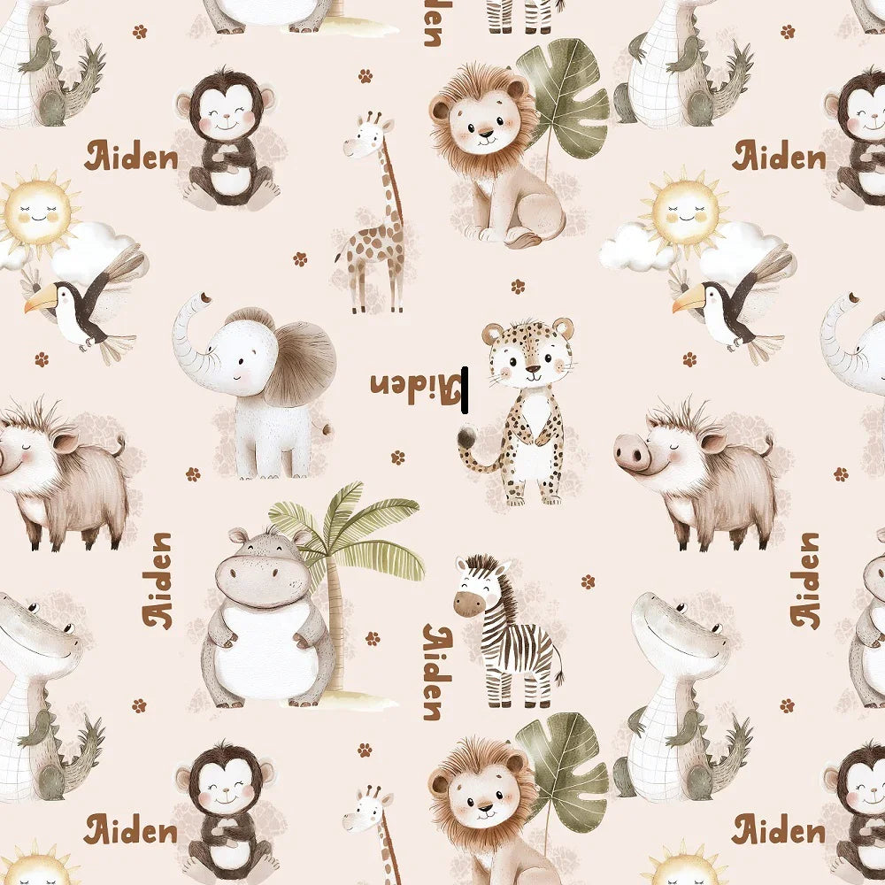 Customisable name fabric where you can change the name to your own text. Personalised fabric printing in Australia by Missy Rose, available on 35+ bases including cotton and minky