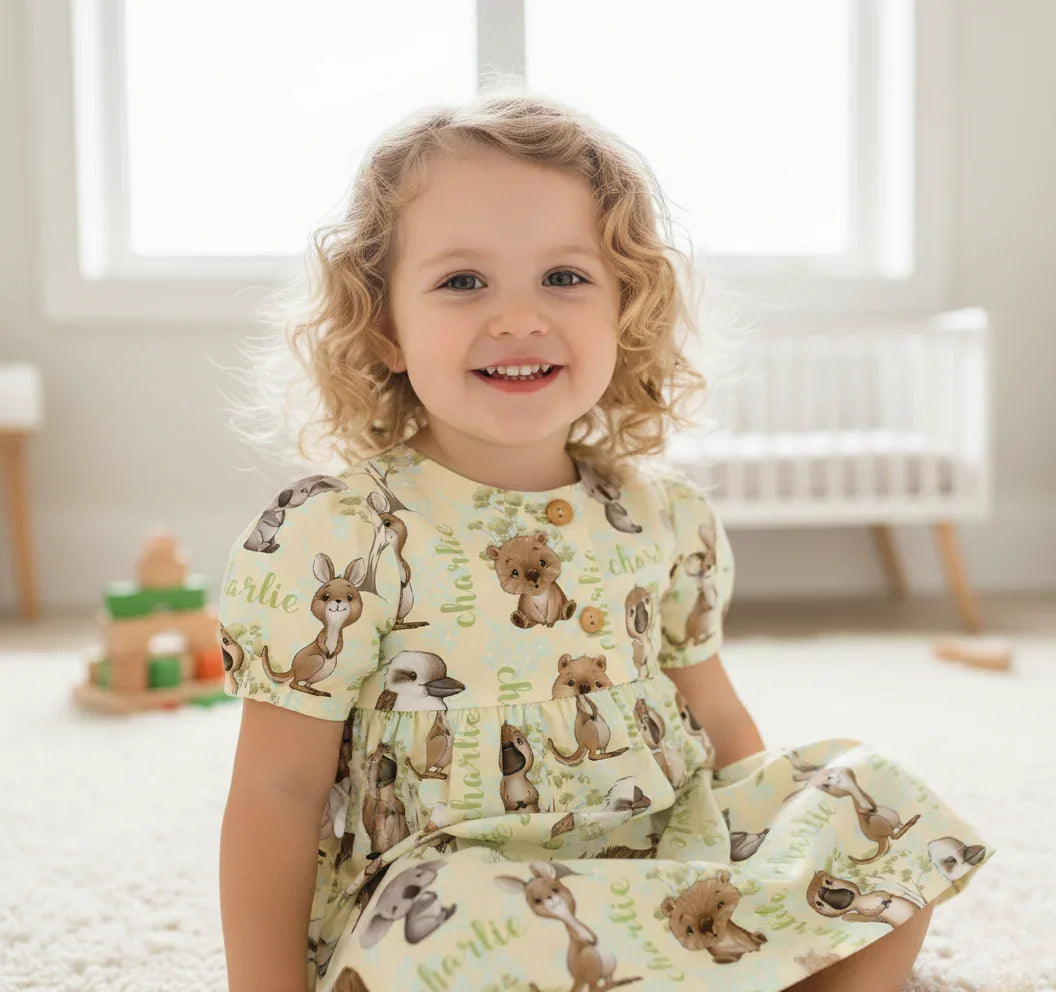 Customisable Name Fabric Aussie Animals – made-to-order custom fabric by the metre | Fabric by Missy Rose