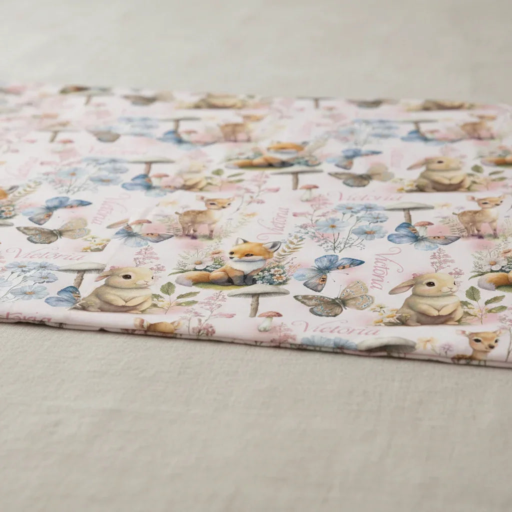 Customisable Name Fabric Woodlands – custom printed pre-order fabric Australia | Fabric by Missy Rose