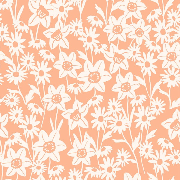 Indy Bloom Fabric - Daffodil Fields - Daffodil Garden in Peach 10