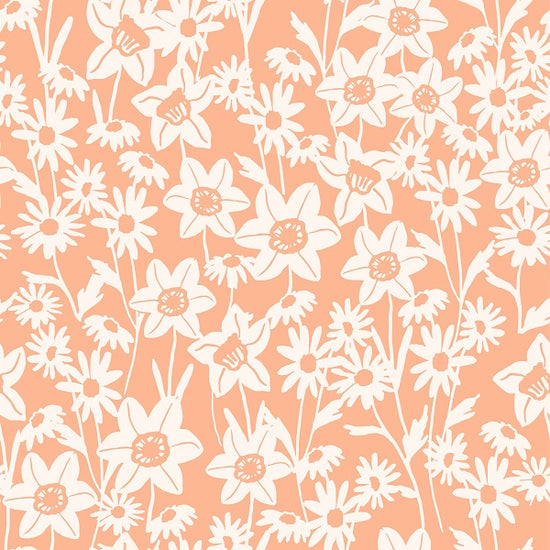 Indy Bloom Fabric - Daffodil Fields - Daffodil Garden in Peach 10