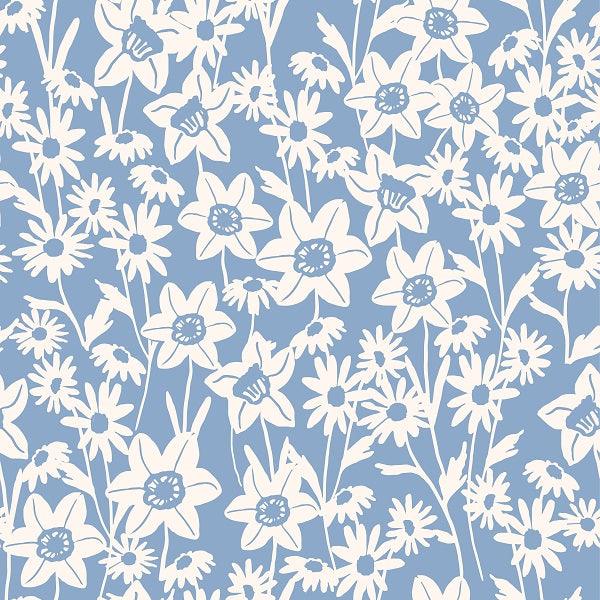 Indy Bloom Fabric Daffodil Fields Daffodil Garden in Periwinkle 08 – Fabric by Missy Rose