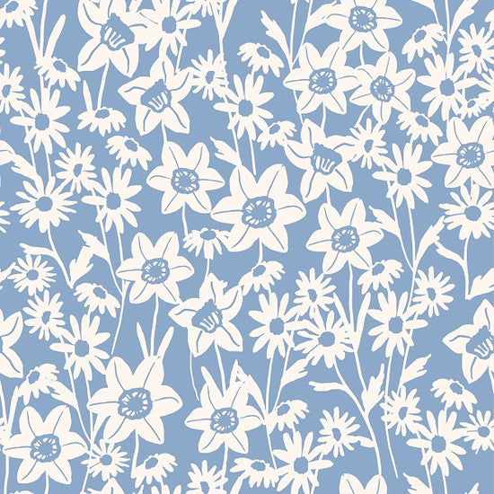 Indy Bloom Fabric - Daffodil Fields - Daffodil Garden in Periwinkle 08