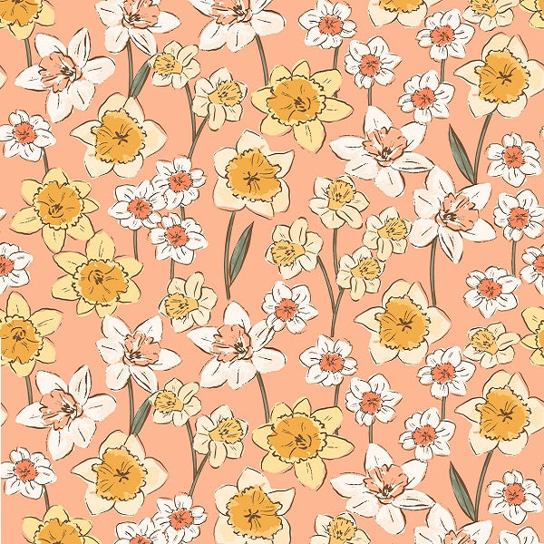 Indy Bloom Fabric - Daffodil Fields - Daffodil in Peach 03