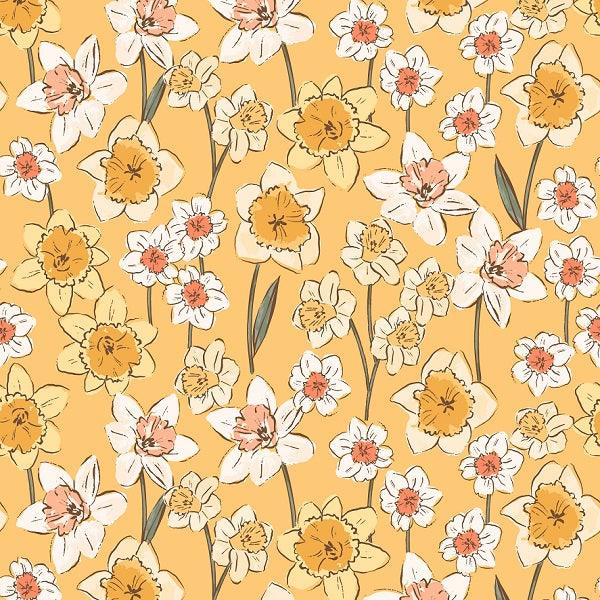 Indy Bloom Fabric Daffodil Fields Daffodil in Sunshine 05 – custom printed pre-order fabric Australia | Fabric by Missy Rose