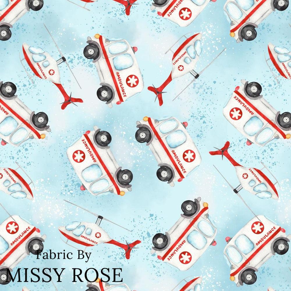 Design 10 Ambulance Fabric – Australian custom printed fabric pre-order | Fabric by Missy Rose