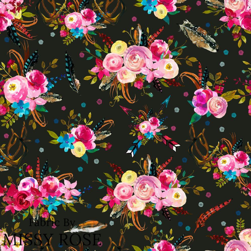 Design 1001 Black Floral Fabric – made-to-order custom fabric by the metre | Fabric by Missy Rose