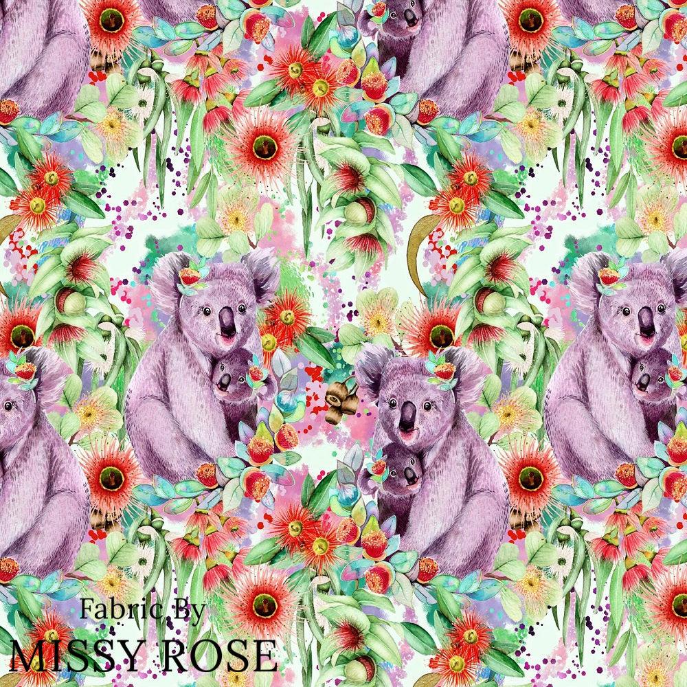 Design 1002 Green Koala Fabric – custom printed pre-order fabric Australia | Fabric by Missy Rose