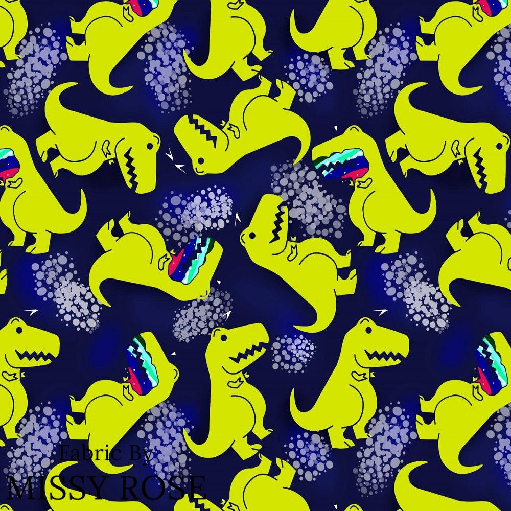 Design 1003 Navy Dinosaur Fabric – pre-order designer fabric Australia | Fabric by Missy Rose