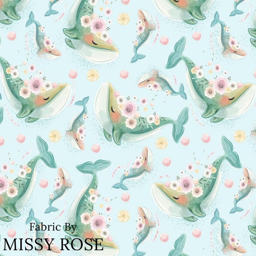Design 1005 Floral Whale Fabric – pre-order designer fabric Australia | Fabric by Missy Rose