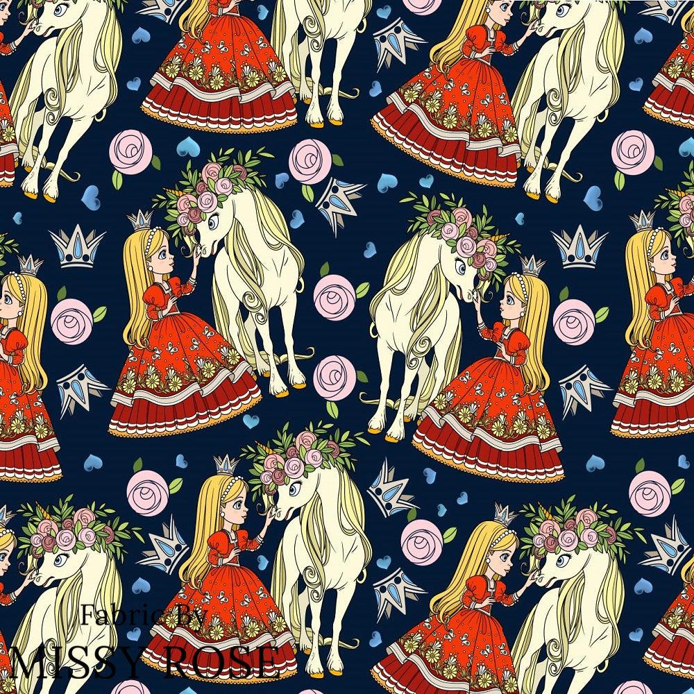 Design 1006 Unicorn Princess Fabric – made-to-order custom fabric by the metre | Fabric by Missy Rose