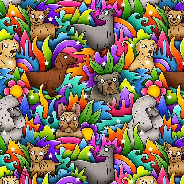 Load image into Gallery viewer, Unlimited - Bright Dogs Fabric - Fabric by Missy Rose Pre-Order
