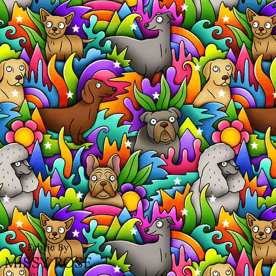 Unlimited - Bright Dogs Fabric - Fabric by Missy Rose Pre-Order