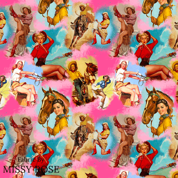 Unlimited - Retro Cowgirl Fabric - Fabric by Missy Rose Pre-Order