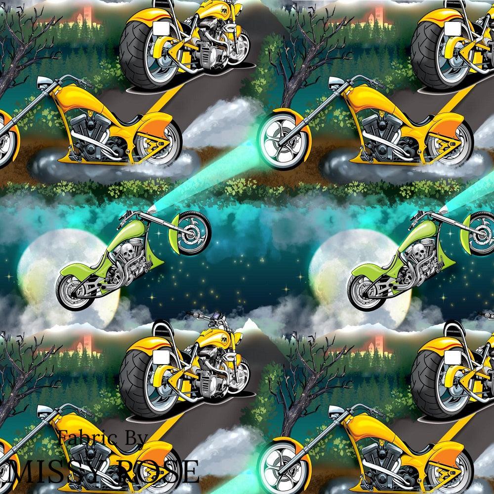 Design 1037 Motorbike Fabric – premium custom printed fabric for sewing | Fabric by Missy Rose