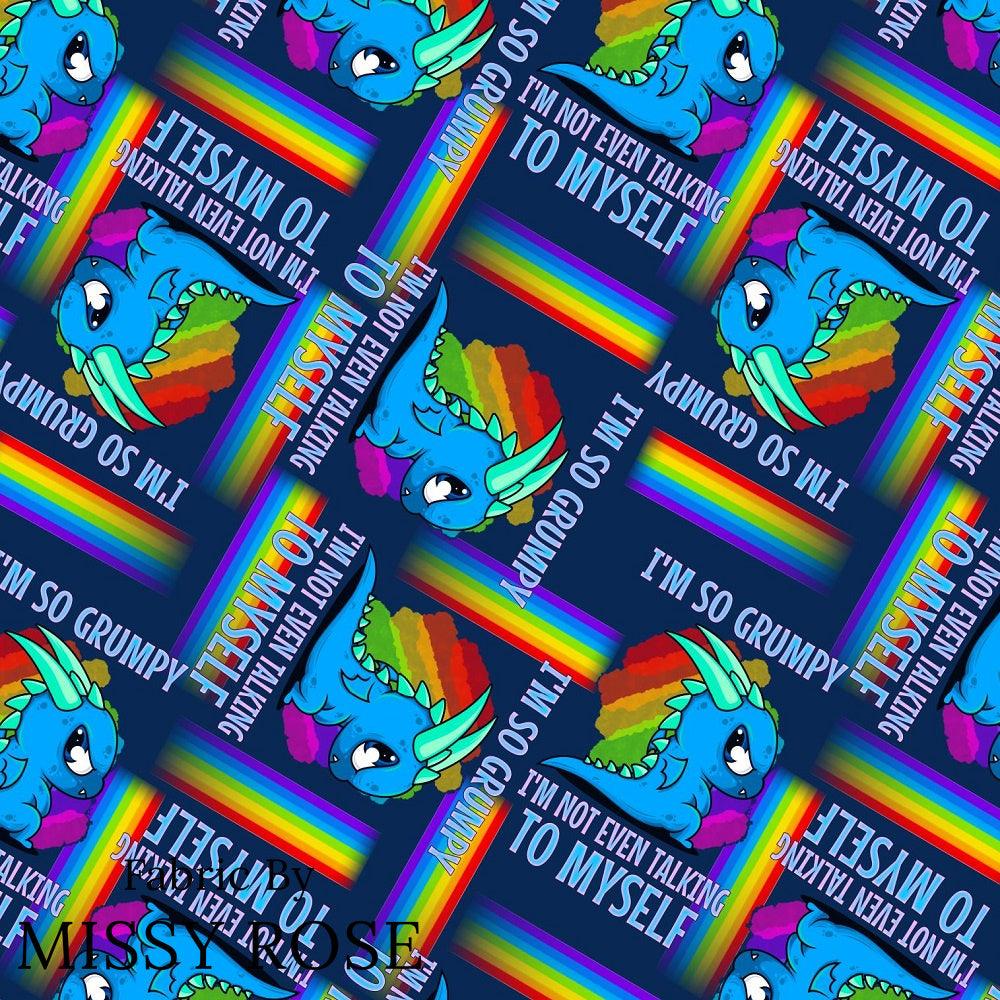 Design 104 Grumpy Dragon Fabric – Australian custom printed fabric pre-order | Fabric by Missy Rose