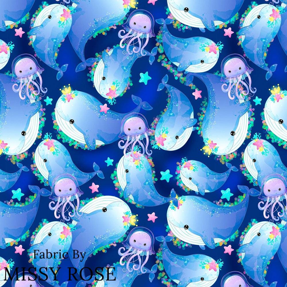 Design 1067 Whale Fabric – Australian custom printed fabric pre-order | Fabric by Missy Rose