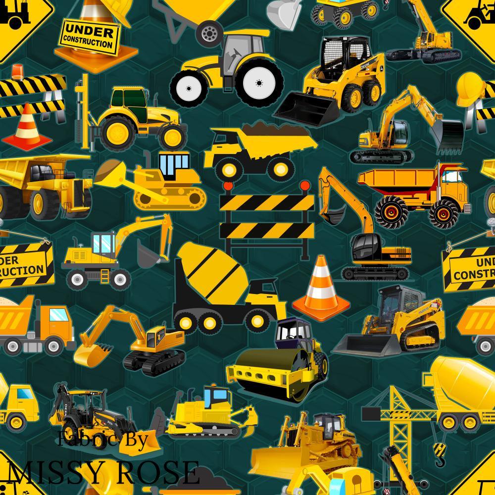 Design 1073 Construction Fabric – custom printed pre-order fabric Australia | Fabric by Missy Rose