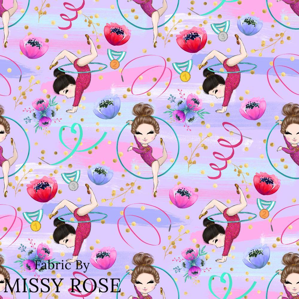 Design 1084 Purple Gymnastics Fabric – Australian custom printed fabric pre-order | Fabric by Missy Rose