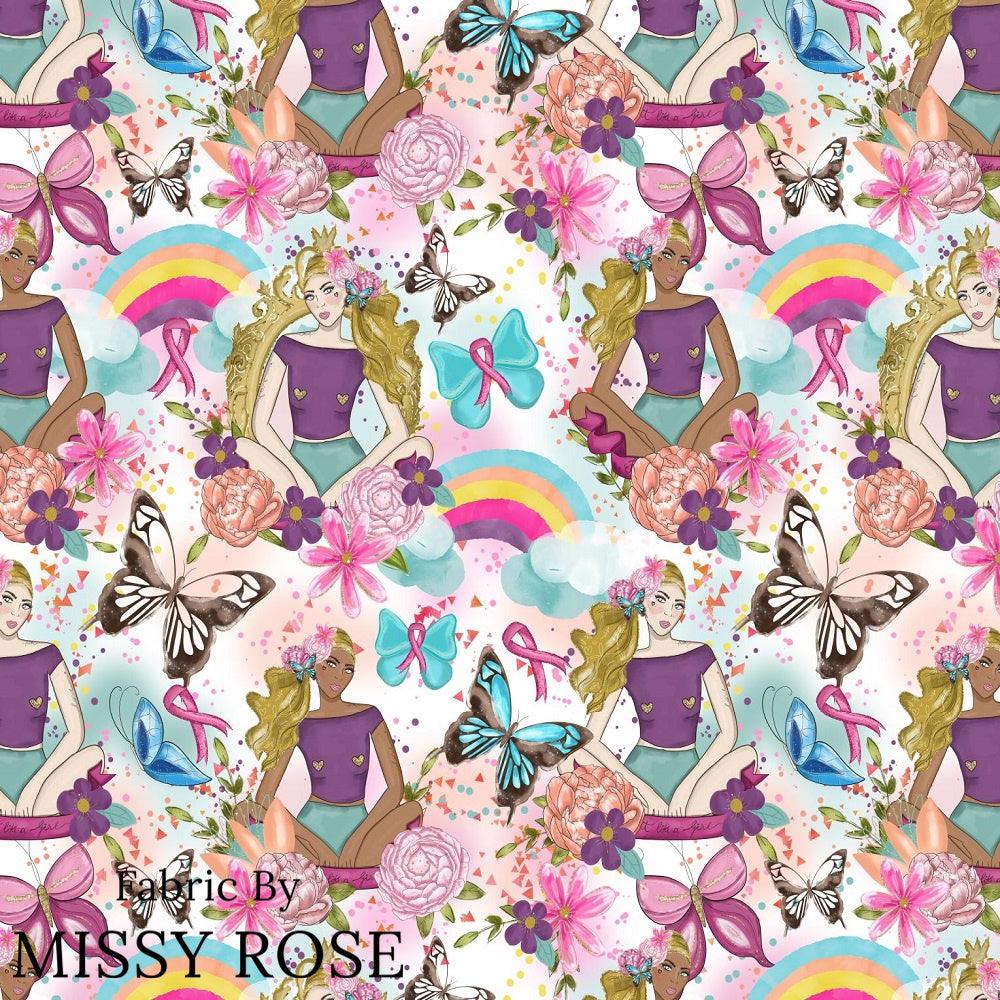 Design 1085 Pink Ribbon Fabric – custom printed pre-order fabric Australia | Fabric by Missy Rose