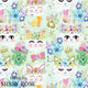 Design 1086 - Green Cats Fabric
