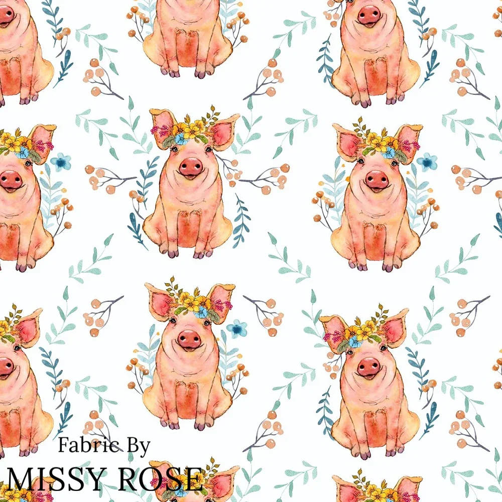 Design 1105 Floral Pig Fabric – premium custom printed fabric for sewing | Fabric by Missy Rose