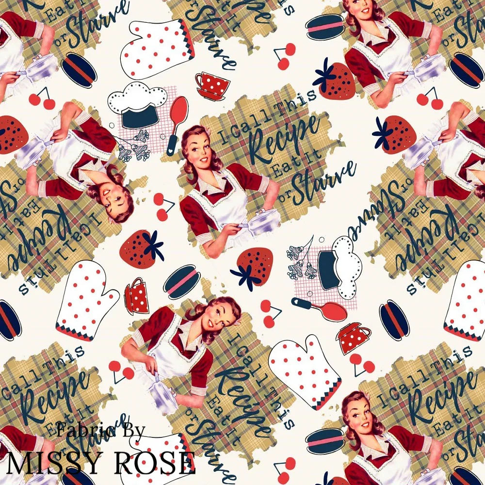 Design 1108 Funny Cooking Fabric – custom printed pre-order fabric Australia | Fabric by Missy Rose