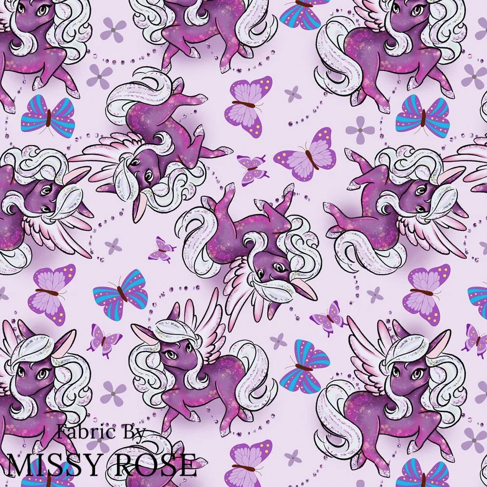 Design 1119 Purple Pegasus Fabric – made-to-order custom fabric by the metre | Fabric by Missy Rose