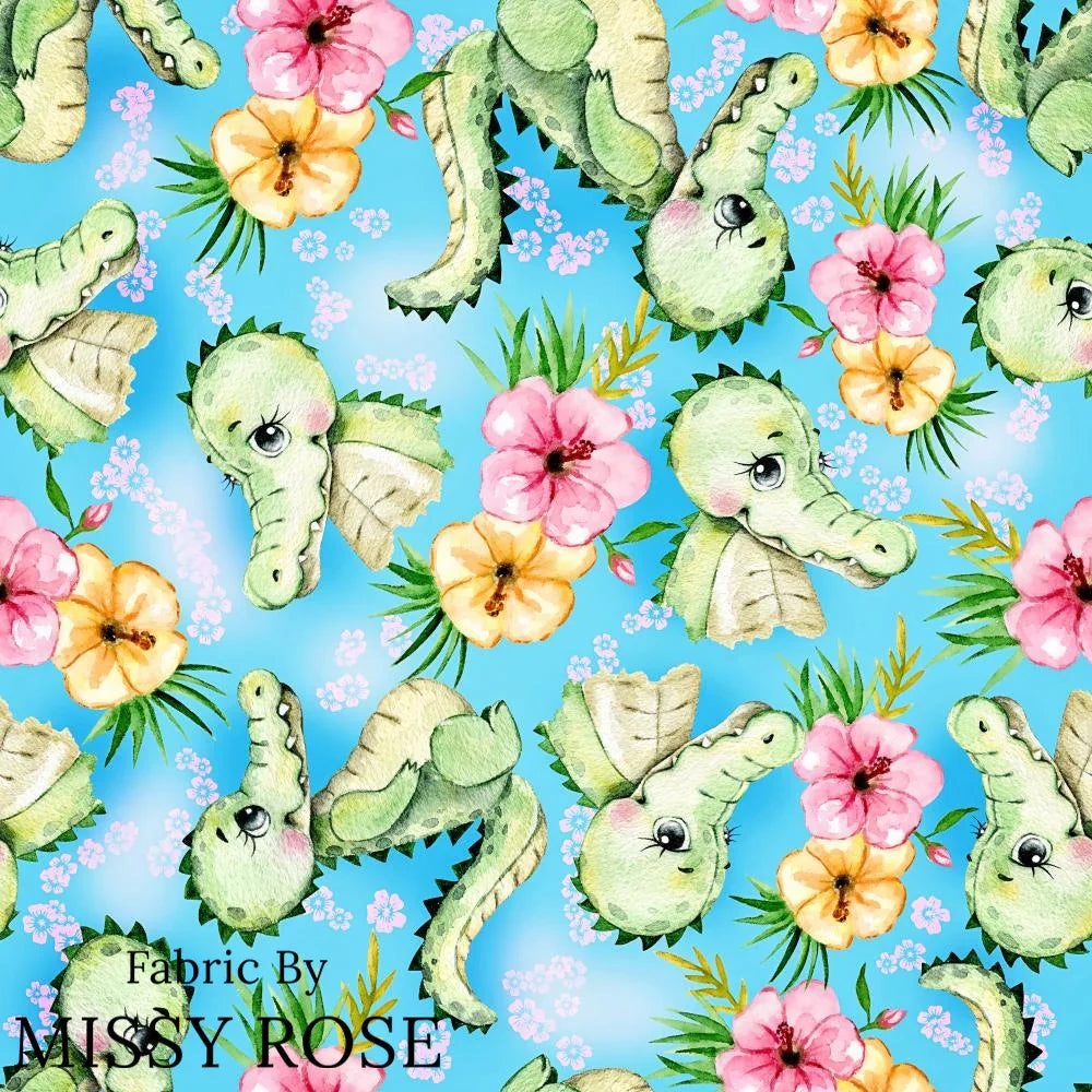 Design 1121 Cute Crocodile Fabric – custom printed pre-order fabric Australia | Fabric by Missy Rose