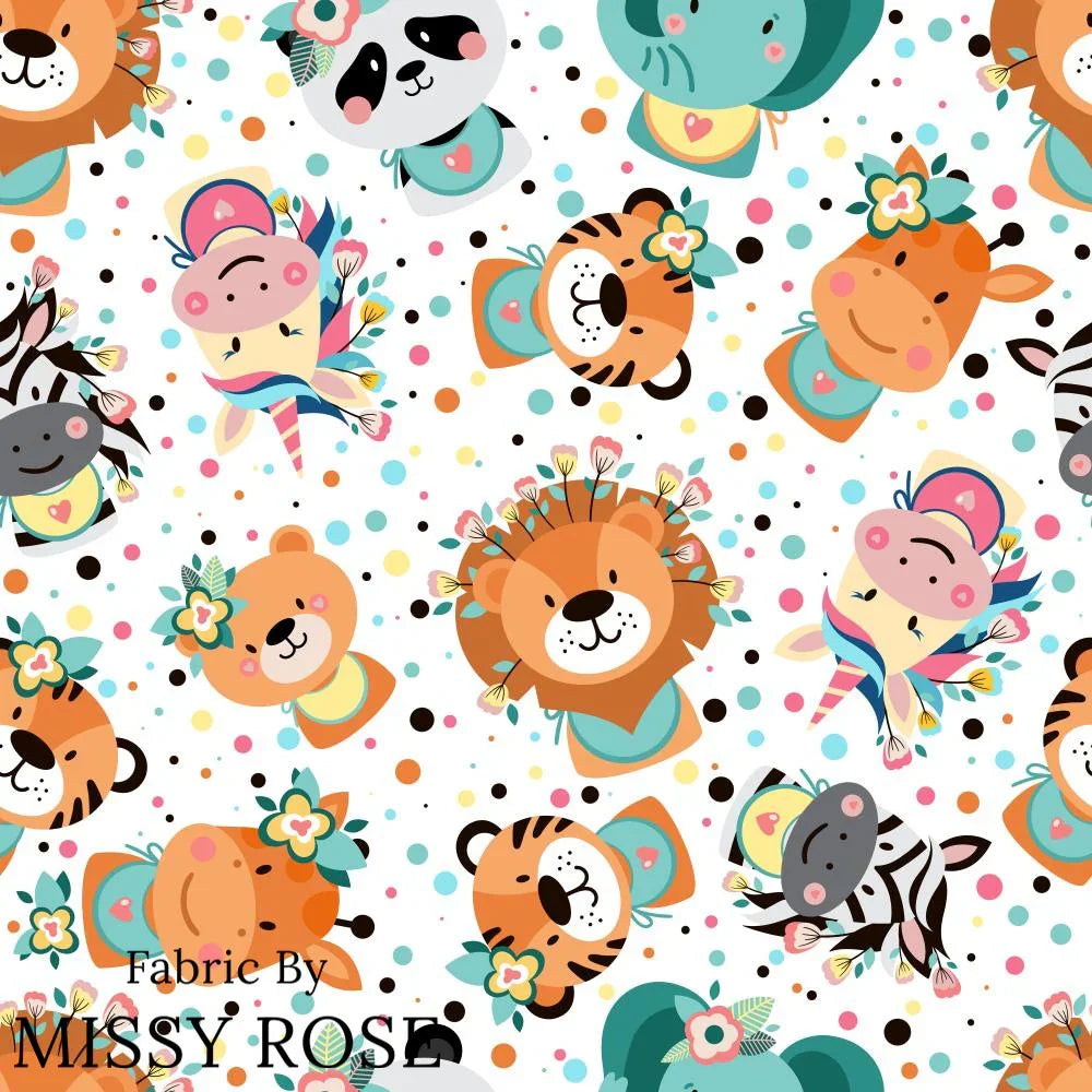 Design 1122 Cute Animal Face Fabric – premium custom printed fabric for sewing | Fabric by Missy Rose