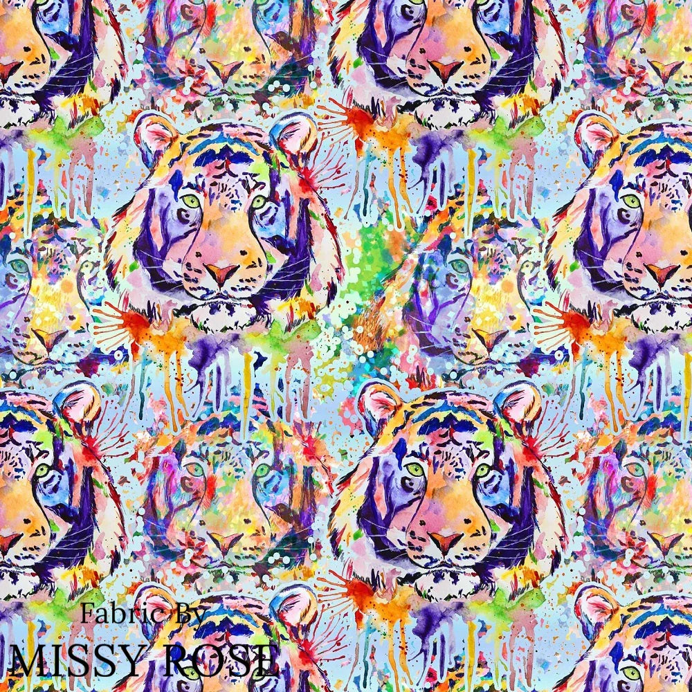 Design 1124 Watercolour Tiger Fabric – Australian custom printed fabric pre-order | Fabric by Missy Rose